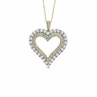 1.00 CT. T.W. Diamond Elegant Heart Pendant in 10K Gold|Peoples Jewellers