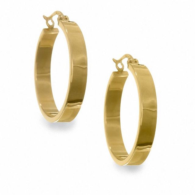 14K Gold 21mm Wedding Band Hoop Earrings|Peoples Jewellers