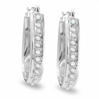 Diamond Fascination™ 14K White Gold U-Hoop Earrings|Peoples Jewellers