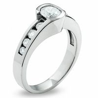 1.00 CT. T.W. Diamond Bezel Set Engagement Ring in 14K White Gold|Peoples Jewellers