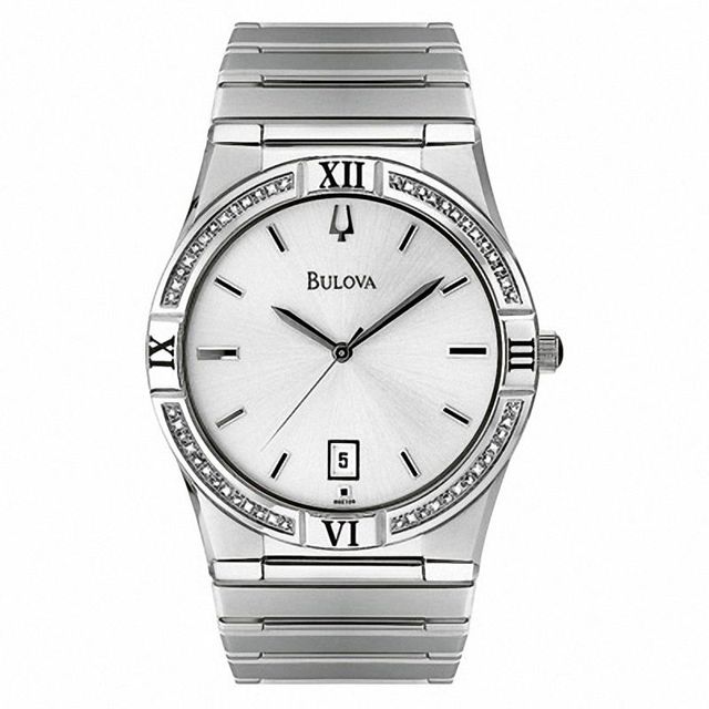 Men's Bulova Windemere Diamond Accent Watch with Mother-of-Pearl Dial (Model: 96E100)