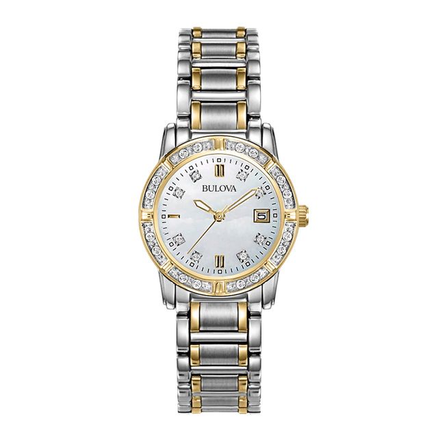 Ladies' Bulova Two-Tone Sport Diamond Accent Watch with Mother-of-Pearl Dial (Model: 98R107)