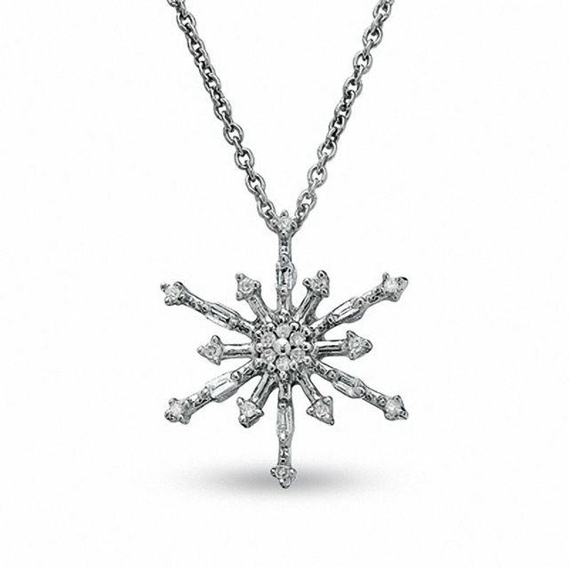 0.10 CT. T.W. Diamond Snowflake Pendant in 10K White Gold|Peoples Jewellers