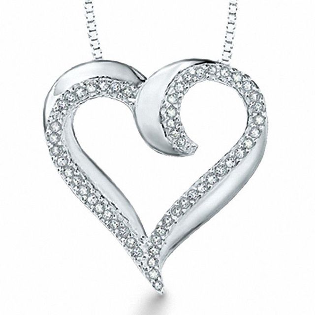 0.14 CT. T.W. Diamond Heart Pendant in Sterling Silver|Peoples Jewellers