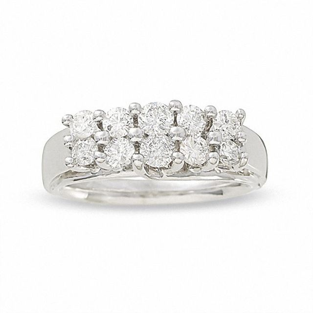 1.00 CT. T.W. Diamond Double Row Ring in 14K White Gold|Peoples Jewellers