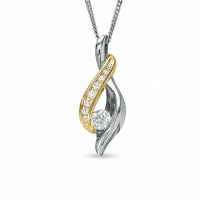0.25 CT. T.W. Diamond Solitaire Melee Pendant in 14K Two-Tone Gold|Peoples Jewellers
