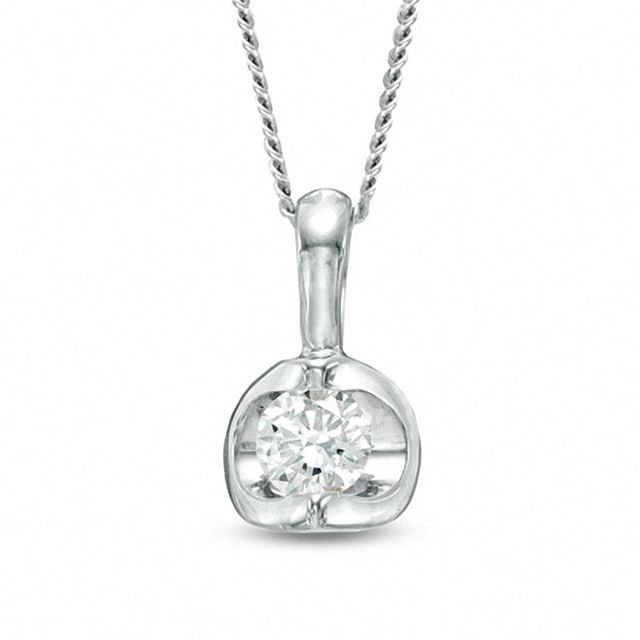 CT. Canadian Certified Diamond Solitaire Tension-Set Pendant in 14K White Gold (I/I2)|Peoples Jewellers