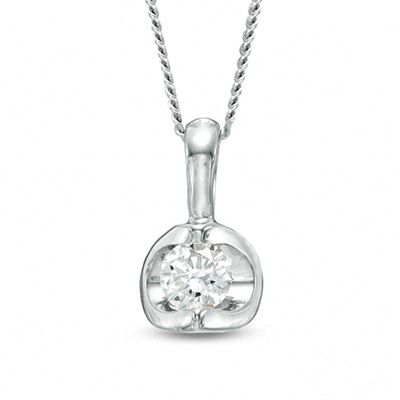 CT. Canadian Certified Diamond Solitaire Tension-Set Pendant in 14K White Gold (I/I2)|Peoples Jewellers