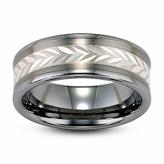 Triton 8.0mm Comfort Fit Tungsten and Sterling Silver Wedding Band|Peoples Jewellers