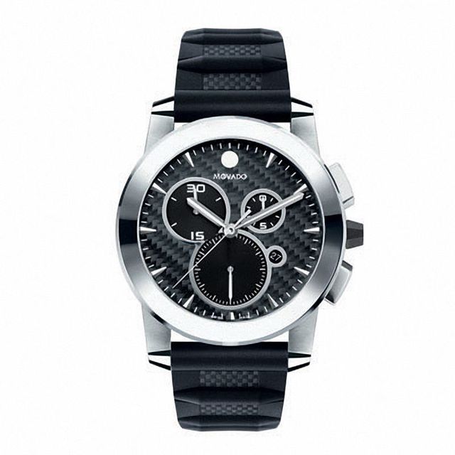 Men's Movado Vizio Stainless Steel Bracelet Watch with Carbon and Rubber Strap (Model: 0606082)