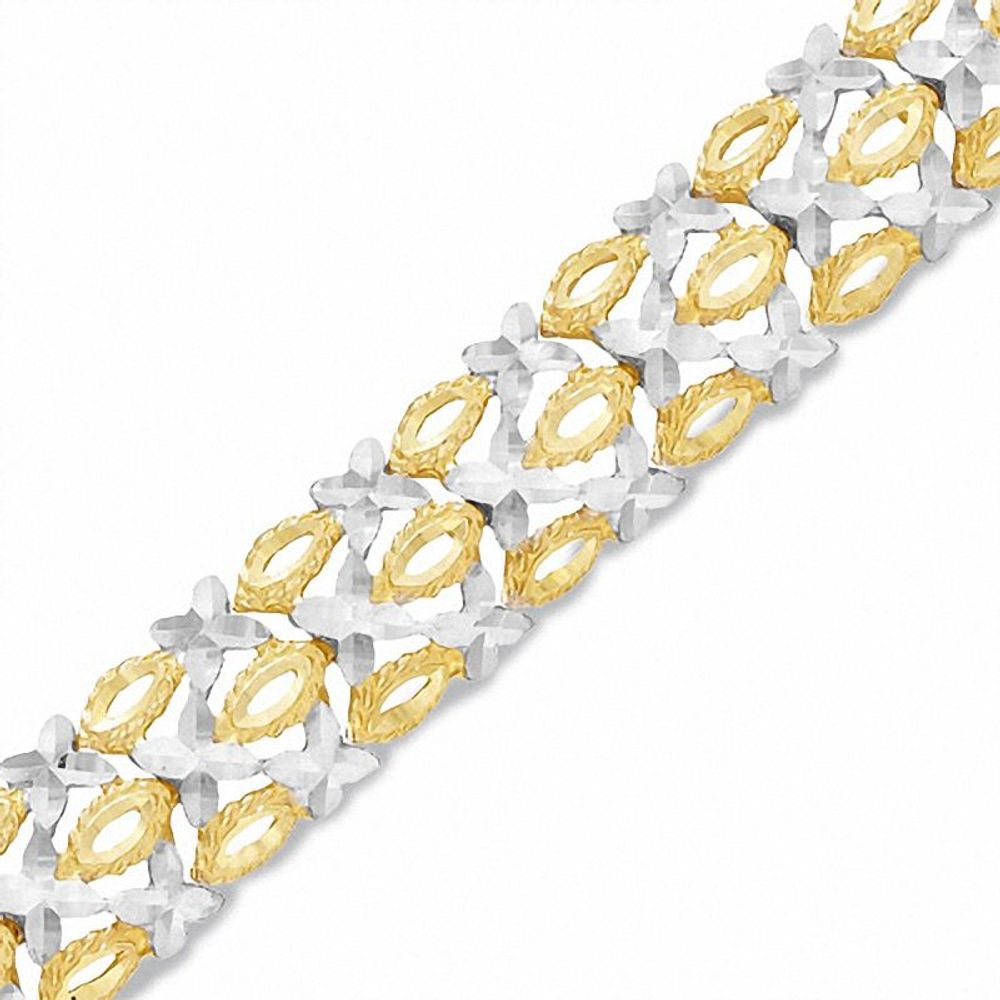 14K Two-Tone Gold "X" and "O" Bracelet|Peoples Jewellers