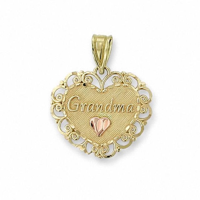 14K Two-Tone Gold "Grandma" Heart Charm Pendant|Peoples Jewellers