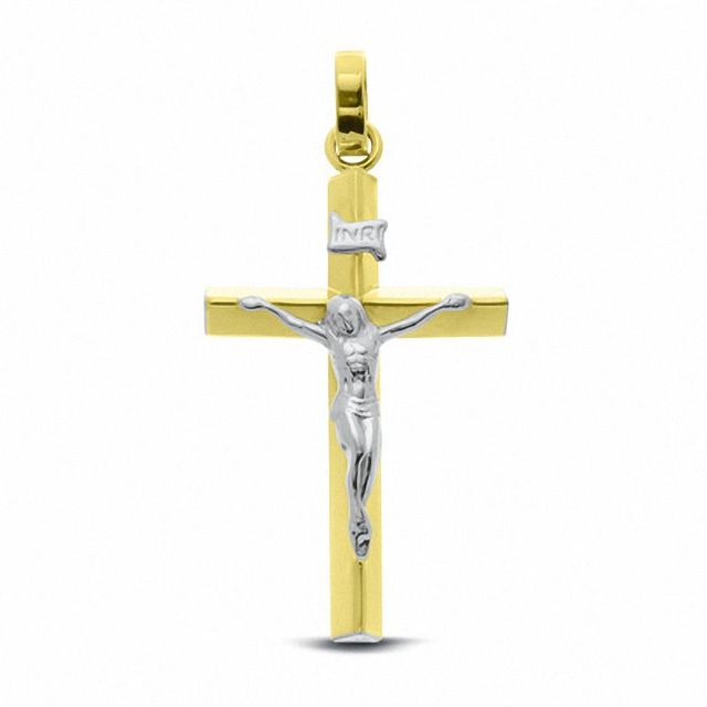 Crucifix Necklace Charm in 14K Two-Tone Gold|Peoples Jewellers