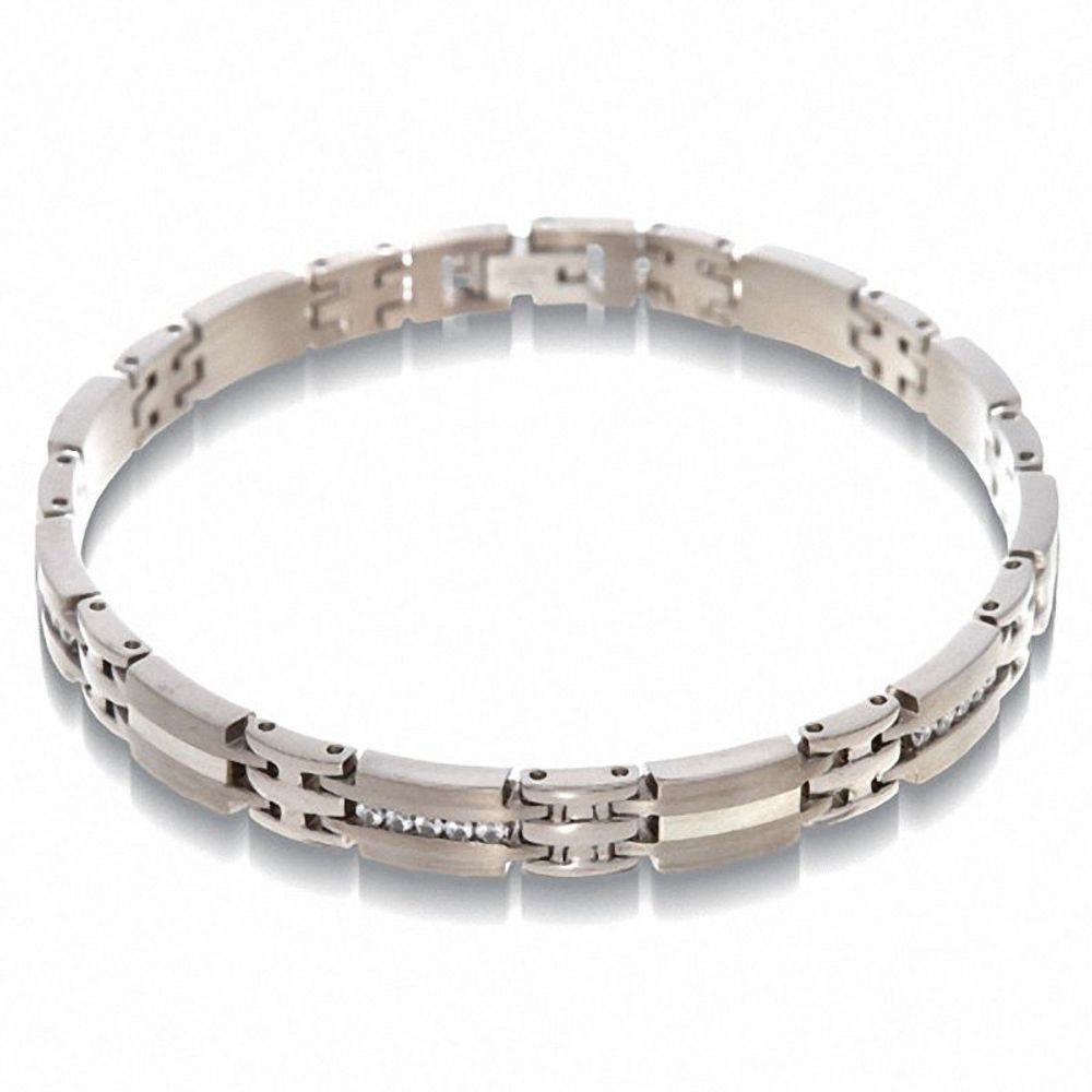 Men's 0.50 CT. T.W. Diamond Bracelet in Titanium and Sterling Silver|Peoples Jewellers