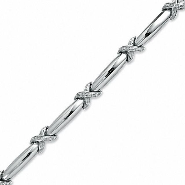 0.21 CT. T.W. Diamond "X" Bracelet in Sterling Silver|Peoples Jewellers