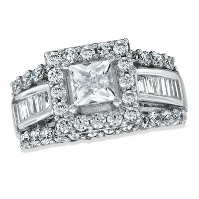 2.00 CT. T.W. Frame Square-Cut Diamond Engagement Ring in 14K White Gold (H-I/I1-I2)|Peoples Jewellers