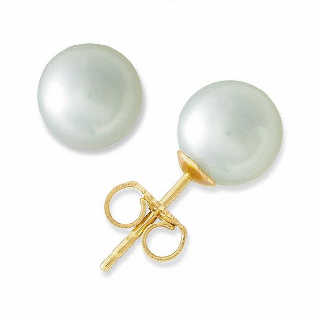 Blue Lagoon® by Mikimoto 7.5-8.0mm Akoya Cultured Pearl Stud Earrings in 14K Gold|Peoples Jewellers