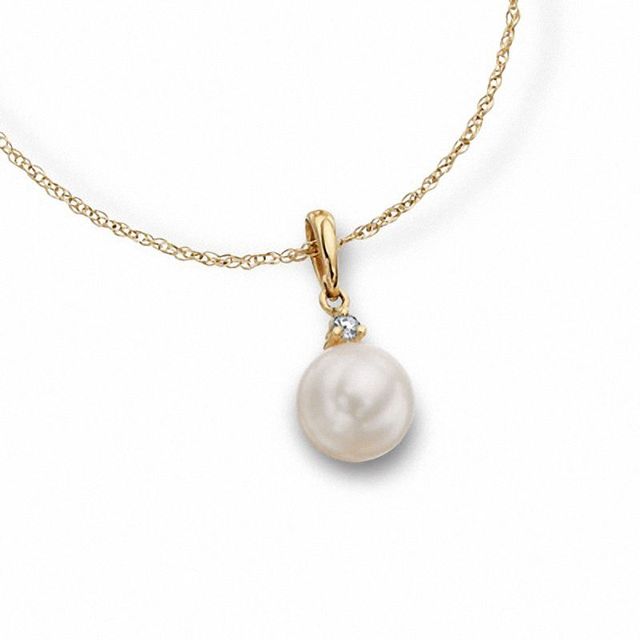 Blue Lagoon® by Mikimoto 7.5mm Akoya Cultured Pearl Pendant in 14K Gold with Diamond Accents|Peoples Jewellers