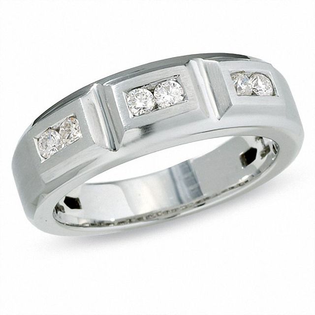 Men's 0.30 CT. T.W. Diamond Three Box Band in 14K White Gold|Peoples Jewellers