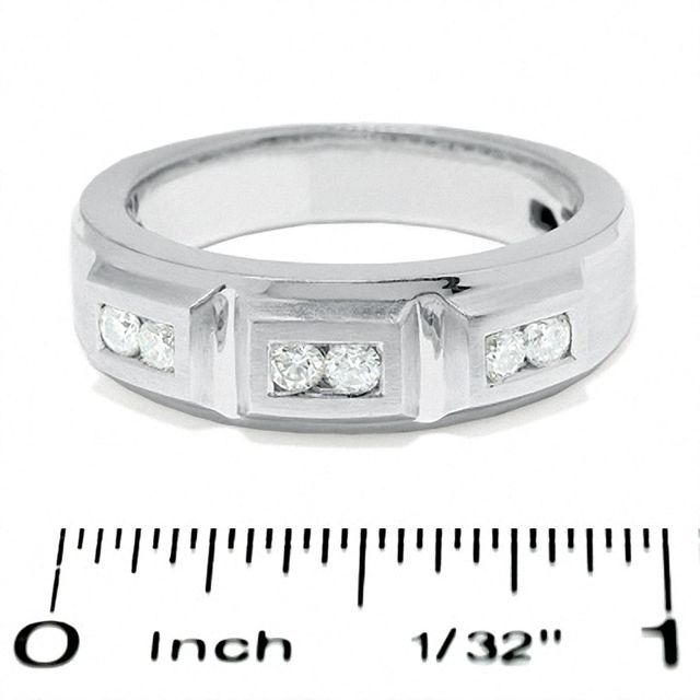 Men's 0.30 CT. T.W. Diamond Three Box Band in 14K White Gold