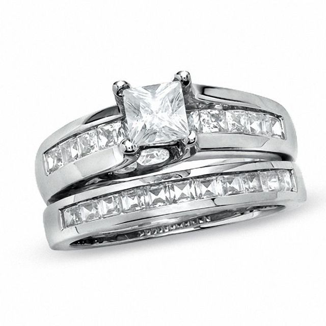 2.00 CT. T.W. Princess-Cut Diamond Bridal Set in 14K White Gold|Peoples Jewellers