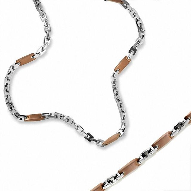 Stainless Steel Chocolate IP Fashion Necklace and Bracelet Set