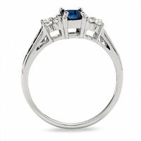 Emerald-Cut Blue and White Sapphire Ring in 14K White Gold|Peoples Jewellers