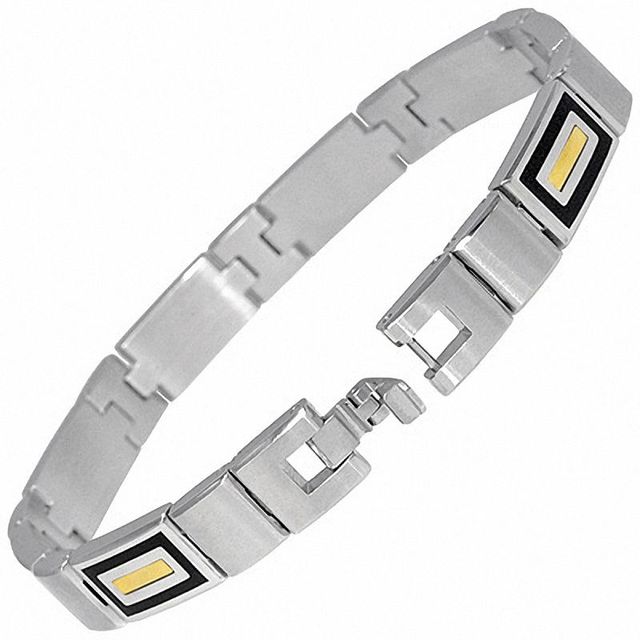 Men's 10K Gold and Stainless Steel Bracelet|Peoples Jewellers