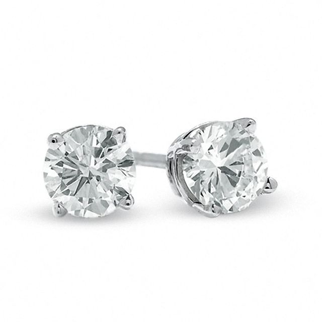 CT. T.W. Diamond Solitaire Stud Earrings in 14K White Gold (K-L/I2-I3)|Peoples Jewellers