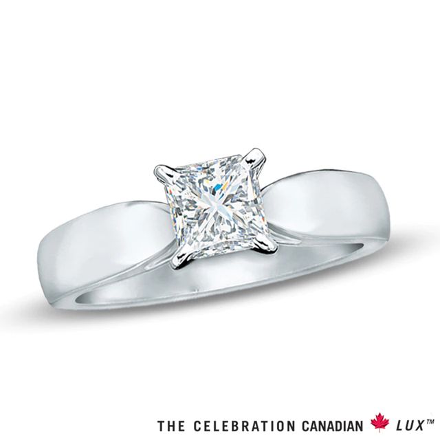 Celebration Canadian Lux® 0.50 CT. Princess-Cut Certified Diamond Solitaire Engagement Ring in 18K White Gold (I/SI2)