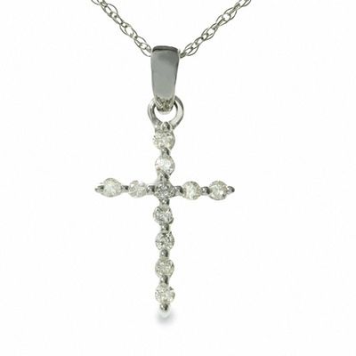 0.11 CT. T.W. Diamond Cross Pendant in 10K White Gold|Peoples Jewellers