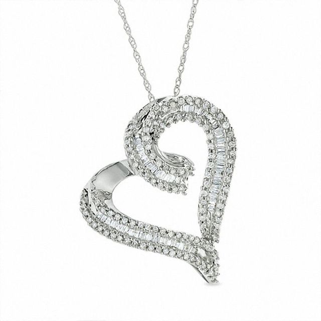 0.50 CT. T.W. Diamond Heart Pendant in 10K White Gold