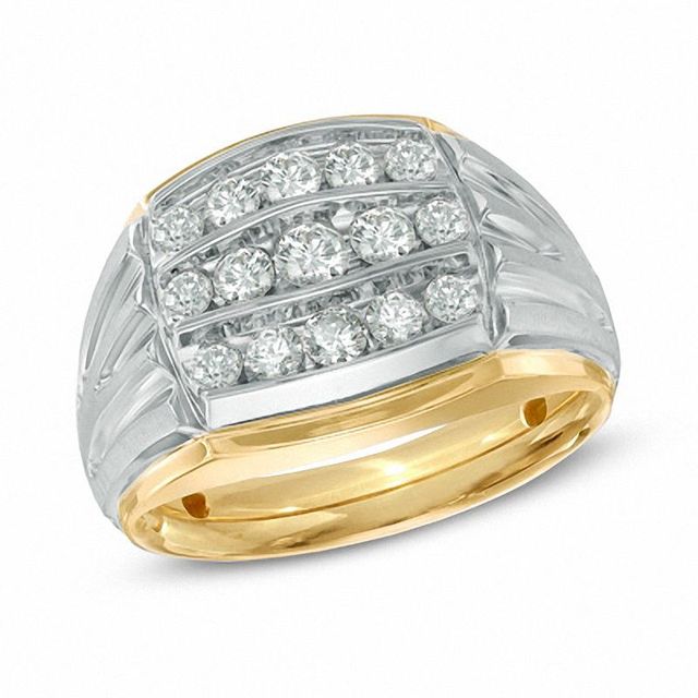 Men's 1.00 CT. T.W. Diamond Three Row Ring in 10K Two-Tone Gold|Peoples Jewellers