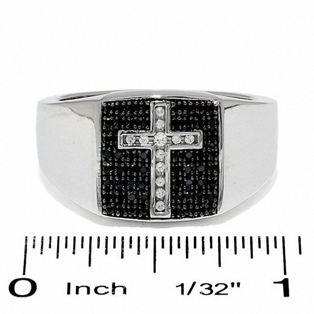 Men's 0.33 CT. T.W. Enhanced Black and White Diamond Ring in 10K White Gold|Peoples Jewellers