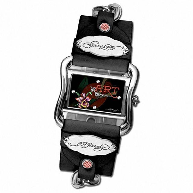 Ed Hardy Ladies' Black Victoria Orchid Watch (Model: VI-OR)