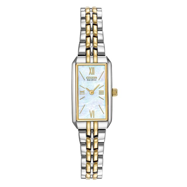 Ladies' Citizen Eco-Drive® Silhouette Two-Tone Bracelet Watch with Mother-of-Pearl Dial (Model: EG2694-59D)|Peoples Jewellers