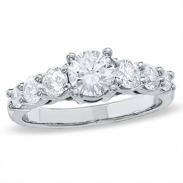 1.50 CT. T.W. Diamond Seven Stone Ring in 14K White Gold|Peoples Jewellers