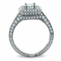 2.00 CT. T.W. Certified Framed Emerald-Cut Diamond Engagement Ring in 14K White Gold|Peoples Jewellers