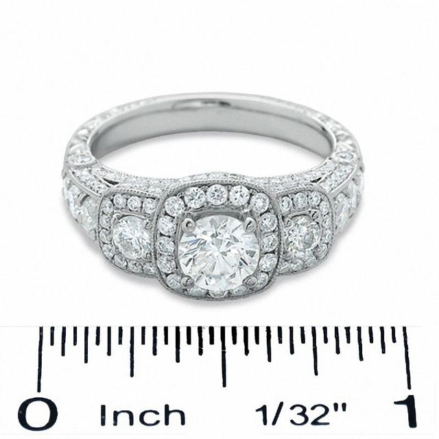 1.95 CT. T.W. Certified Framed Diamond Three Stone Ring in 14K White Gold