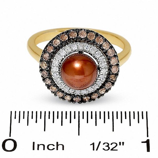 Chocolate Freshwater Cultured Pearl Ring in 14K Gold with Smoky Quartz and Diamond Accents|Peoples Jewellers