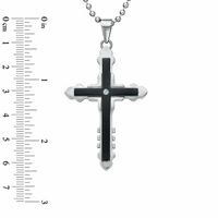 Men's Black IP Stainless Steel Cross Pendant with Diamond Accent|Peoples Jewellers