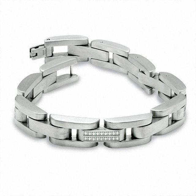 Men's 0.36 CT. T.W. Diamond Stainless Steel Link Bracelet|Peoples Jewellers