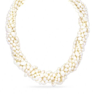 Adjustable Multi-Strand Graduated Cultured Freshwater Pearl Necklace with Sterling Silver Clasp - 25"|Peoples Jewellers
