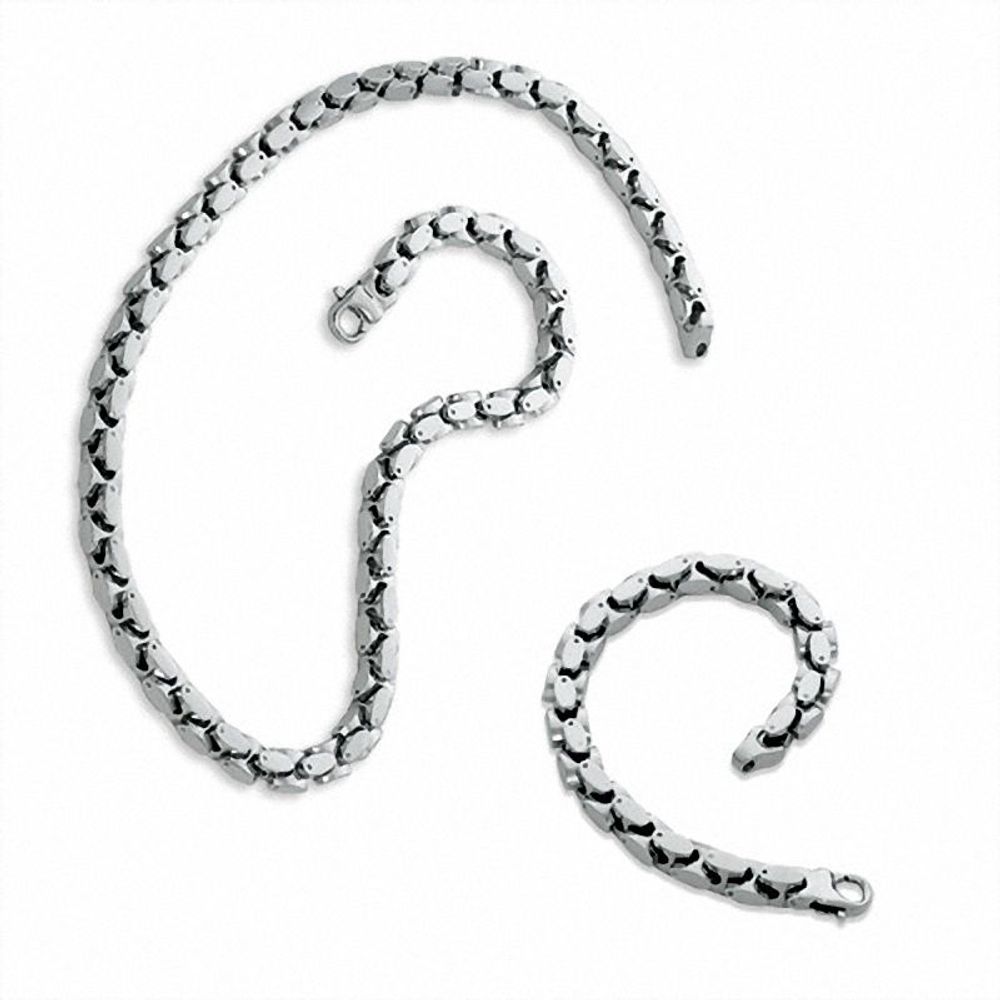 Men's Stainless Steel Heavy Link Necklace and Bracelet Set|Peoples Jewellers