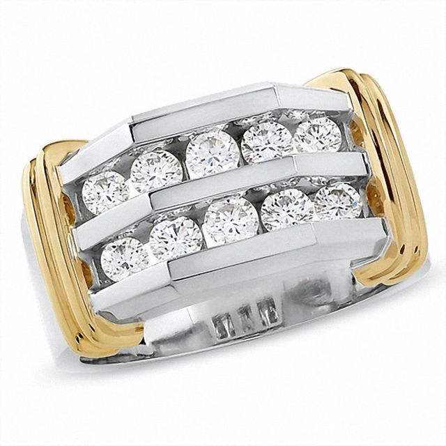 Men's 1.00 CT. T.W. Diamond Double Row Band in 14K Two-Tone Gold|Peoples Jewellers