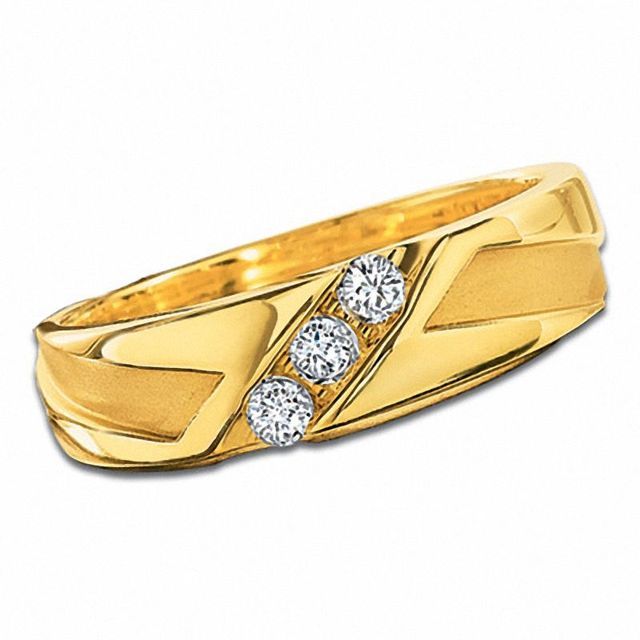 Men's 0.25 CT. T.W. Diamond Three Stone Band in 10K Gold|Peoples Jewellers