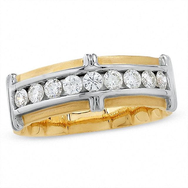 Men's 0.75 CT. T.W. Diamond Three Bar Channel-Set Band in 14K Two-Tone Gold|Peoples Jewellers