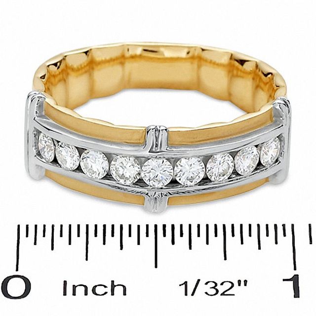 Men's 0.75 CT. T.W. Diamond Three Bar Channel-Set Band in 14K Two-Tone Gold|Peoples Jewellers