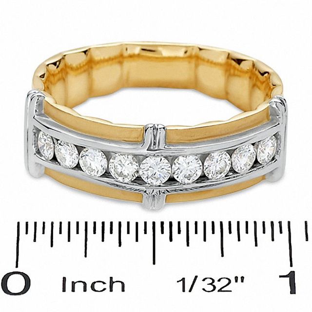 Men's 0.75 CT. T.W. Diamond Three Bar Channel-Set Band in 14K Two-Tone Gold