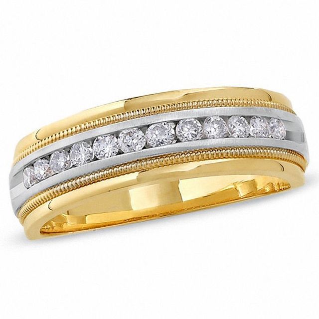 Men's CT. T.W. Diamond Channel Milgrain Band in 14K Two-Tone Gold|Peoples Jewellers